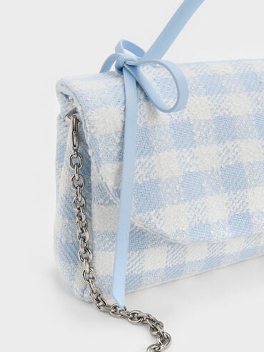 V&iacute; cầm tay phom chữ nhật Hazel Gingham, Gingham Blue, hi-res