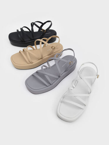 Gi&agrave;y sandals đế xuồng Strappy Padded, Đen, hi-res