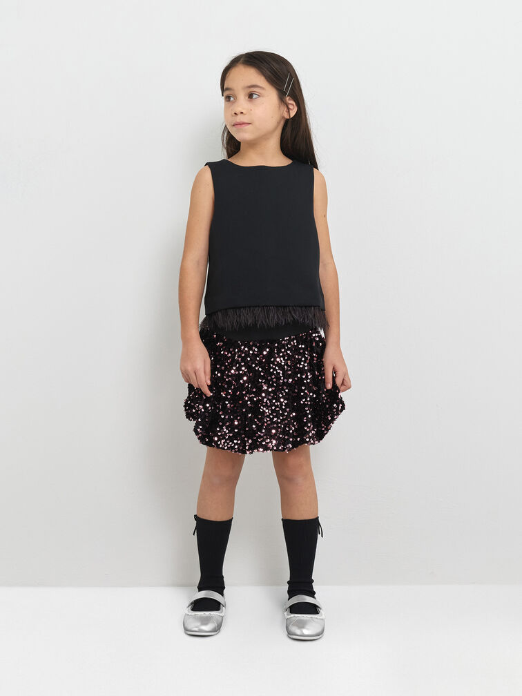 Girls' Metallic Lace-Trim Mary Jane Sneakers, Silver, hi-res