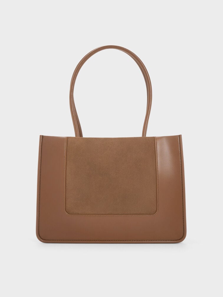 Daylla Recycled Suede Tote Bag, Mocha Brown, hi-res