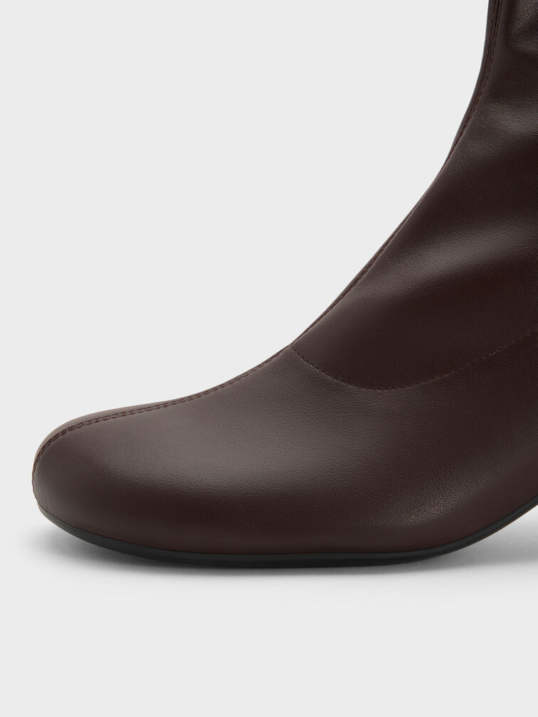 Belted Block-Heel Ankle Boots, Dark Brown, hi-res
