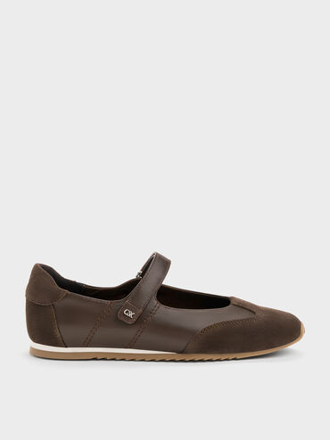 Jace Leather & Suede Mary Jane Sneakers, Dark Brown, hi-res