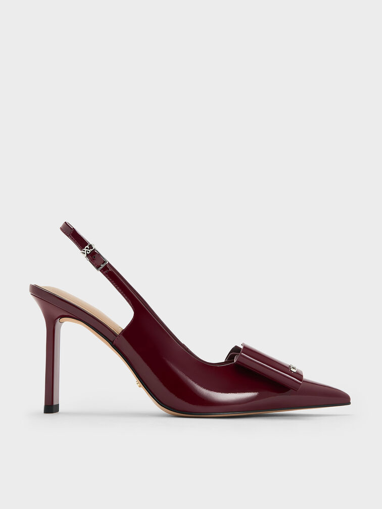 Giày sandals cao gót Lu Patent Leather, Đỏ burgundy, hi-res