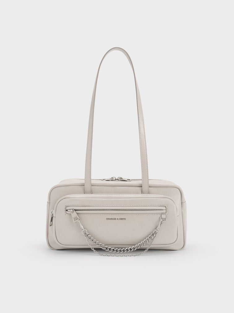 Atwood Chain Elongated Shoulder Bag, Shell Grey, hi-res