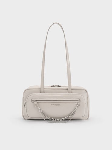 Atwood Chain Elongated Shoulder Bag, Shell Grey, hi-res