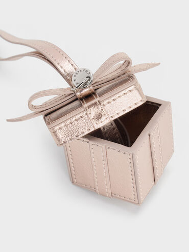 Metallic Gift Box Charm, Rose Gold, hi-res