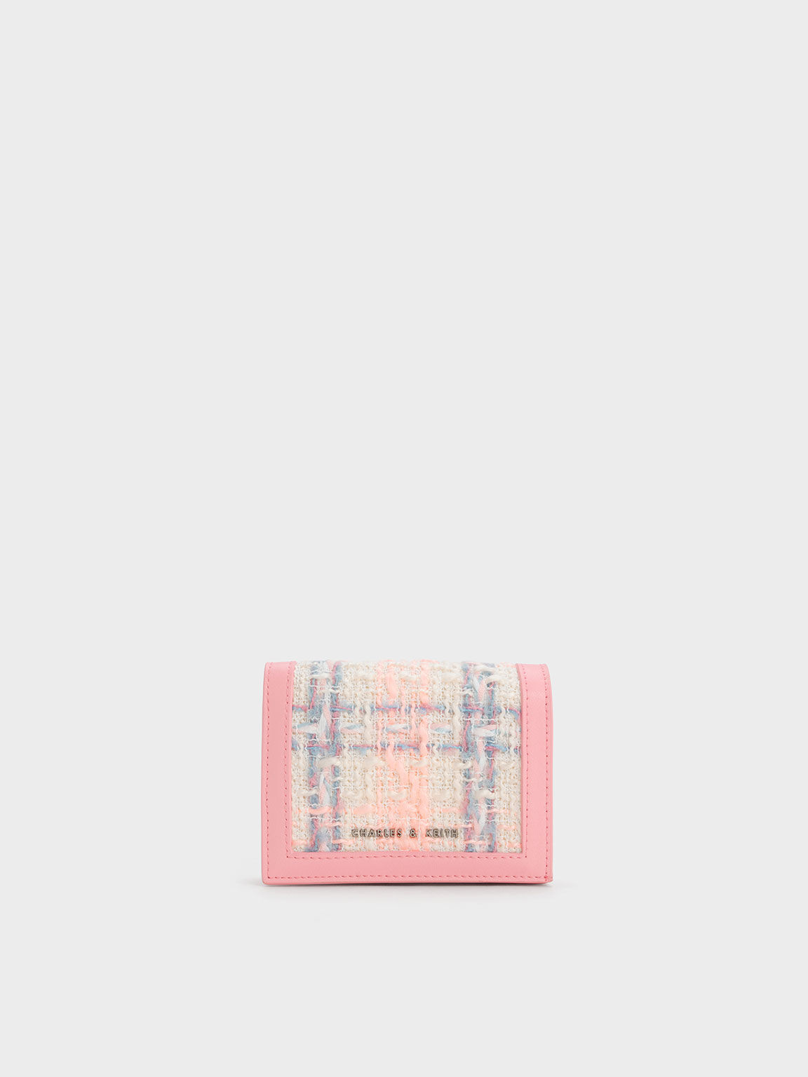 Tweed Snap Button Mini Short Wallet, Pink, hi-res