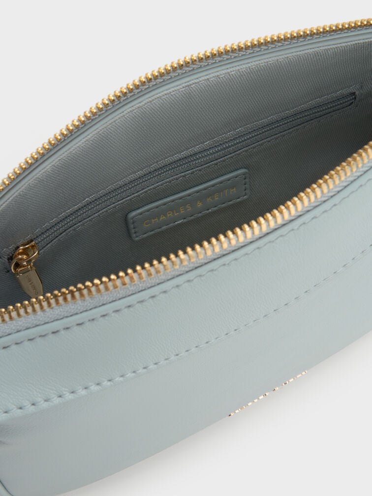 Mini Haylen Braided-Charm Shoulder Bag, Misty Blue, hi-res