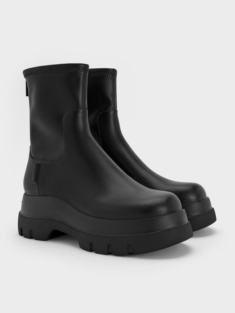 Leoi Back-Zip Chunky Ankle Boots, Black, hi-res