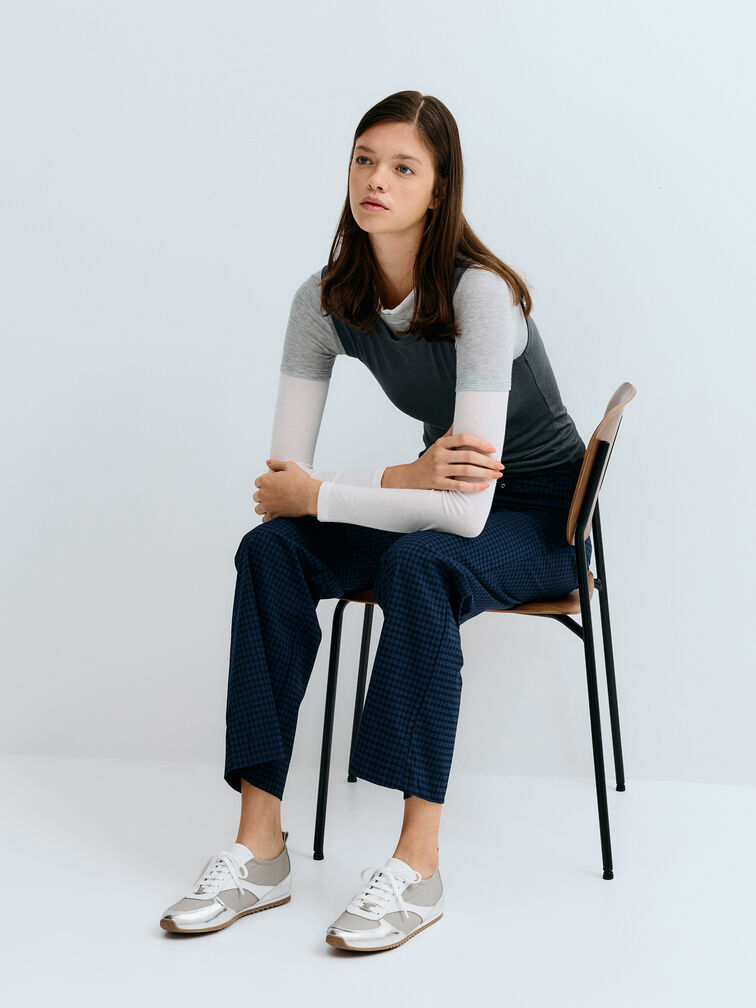 Gi&agrave;y sneakers cổ thấp Jace, Bạc, hi-res