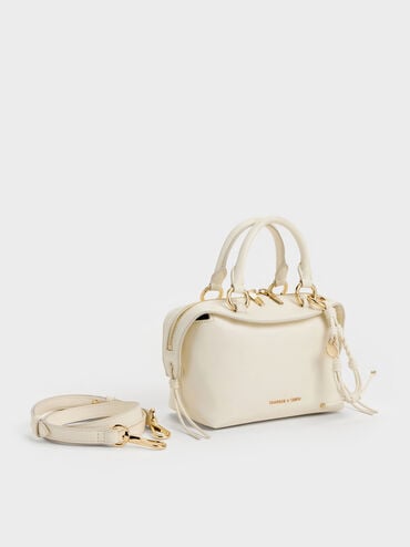 Haylen Braided-Charm Bowling Bag, Cream, hi-res