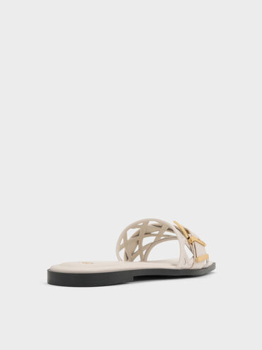 Whitney Leather Cut-Out Slide Sandals, Chalk, hi-res