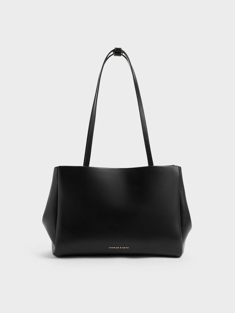 Halsey Ruched Tote Bag, Black, hi-res