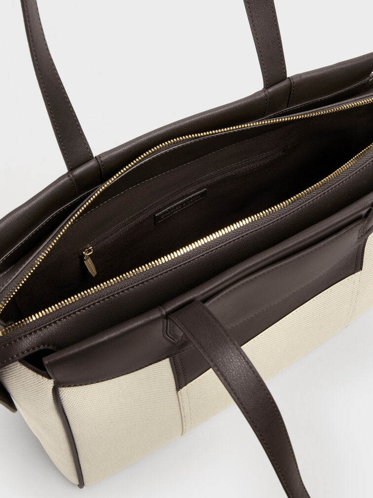 T&uacute;i tote h&igrave;nh thang Raon Canvas, N&acirc;u sẫm, hi-res