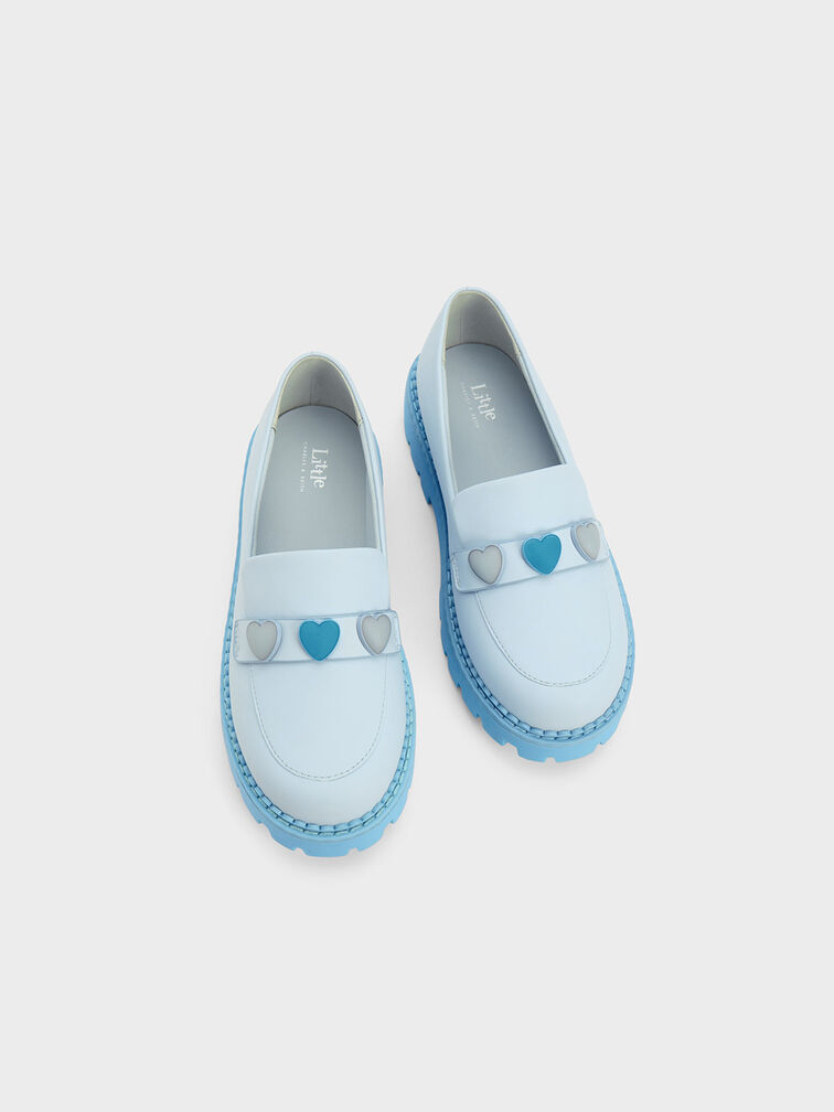 Giày loafer trẻ em Heart-Motif Penny, Xanh nhạt, hi-res