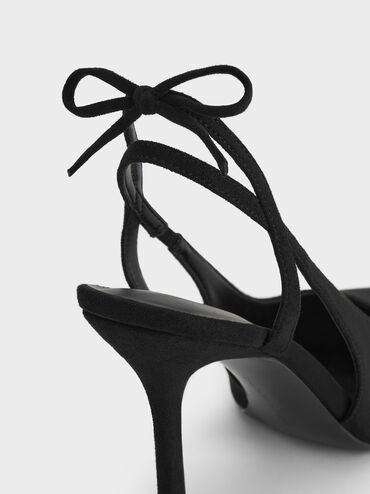 Gi&agrave;y sandals cao g&oacute;t mũi nhọn, Đen họa tiết, hi-res
