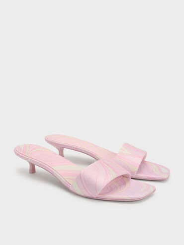 Gi&agrave;y mules cao g&oacute;t Swirl-Print, Hồng nhạt, hi-res