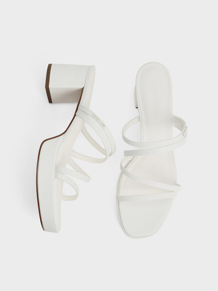 Gi&agrave;y mules cao g&oacute;t Strappy Block-Heel, Trắng, hi-res