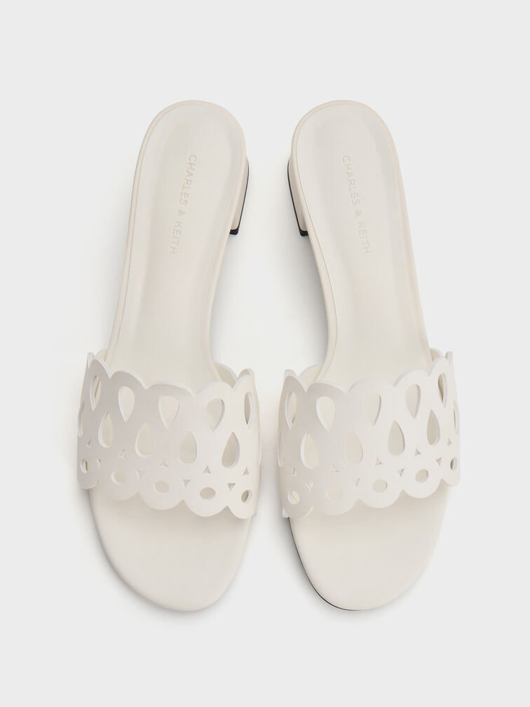 Gi&agrave;y mules cao g&oacute;t Cut-Out, Trắng, hi-res