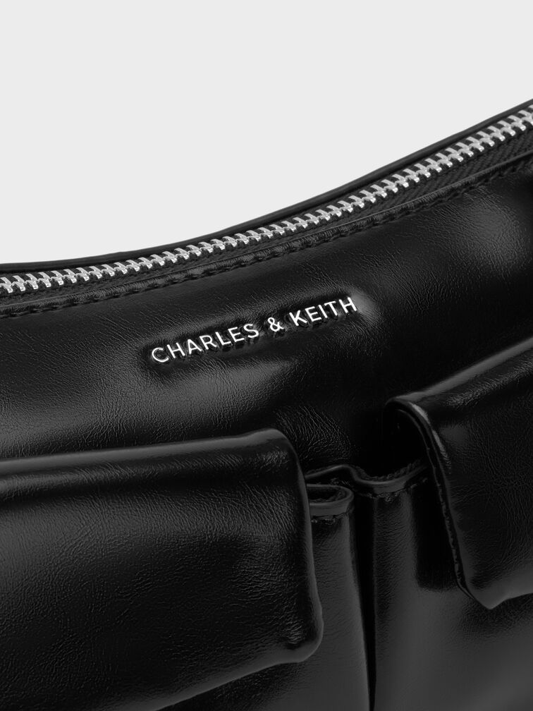 T&uacute;i đeo vai Rachel Elongated Front-Pocket Chain-Handle, Noir, hi-res