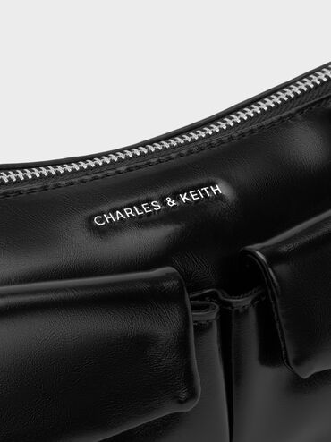 T&uacute;i đeo vai Rachel Elongated Front-Pocket Chain-Handle, Noir, hi-res