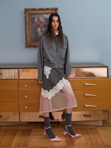 Gi&agrave;y sandals cao g&oacute;t Pointed Flower-Heel, Hồng, hi-res