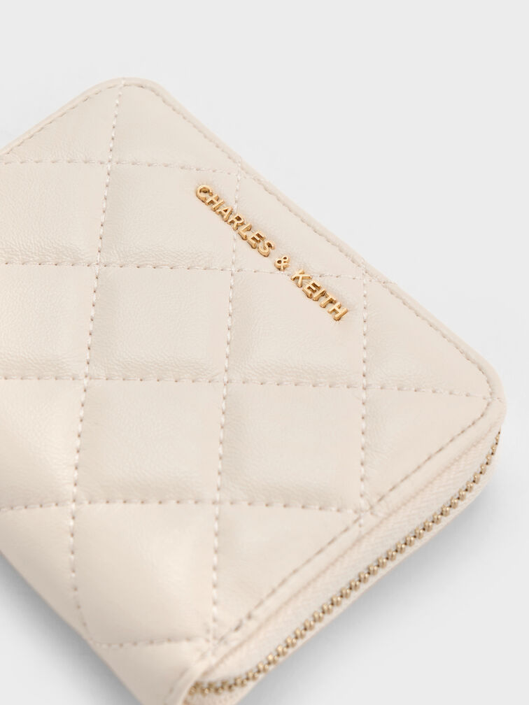 Alva Quilted Zip-Around Wallet, Cream, hi-res
