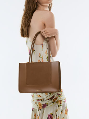 Daylla Recycled Suede Tote Bag, Mocha Brown, hi-res
