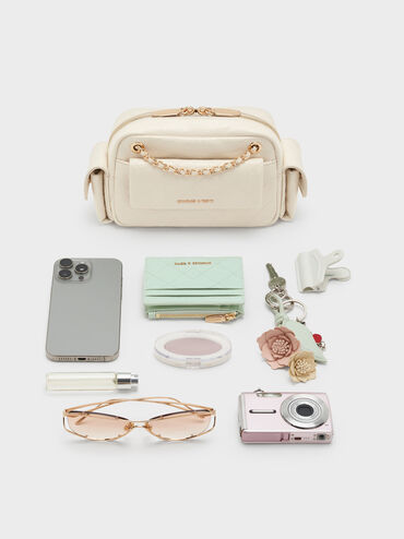 T&uacute;i đeo ch&eacute;o phom chữ nhật Duo Quilted, Kem, hi-res