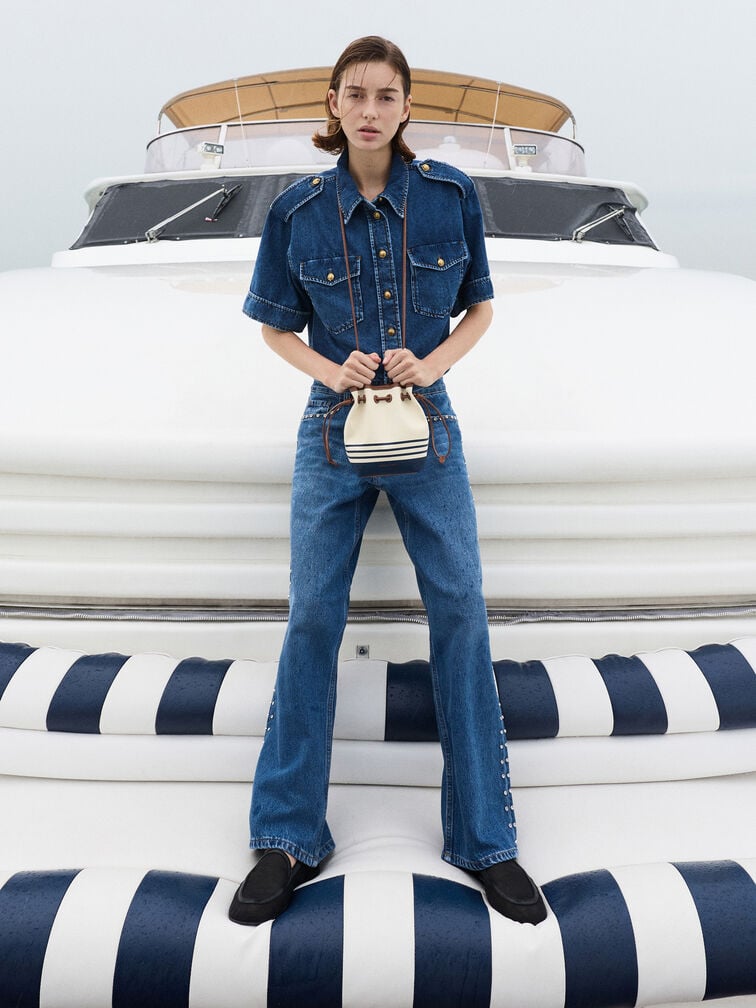 T&uacute;i r&uacute;t d&acirc;y Hanya Canvas Striped, Nhiều m&agrave;u, hi-res