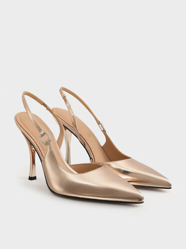 Gi&agrave;y sandals cao g&oacute;t Metallic Leather, Đồng, hi-res
