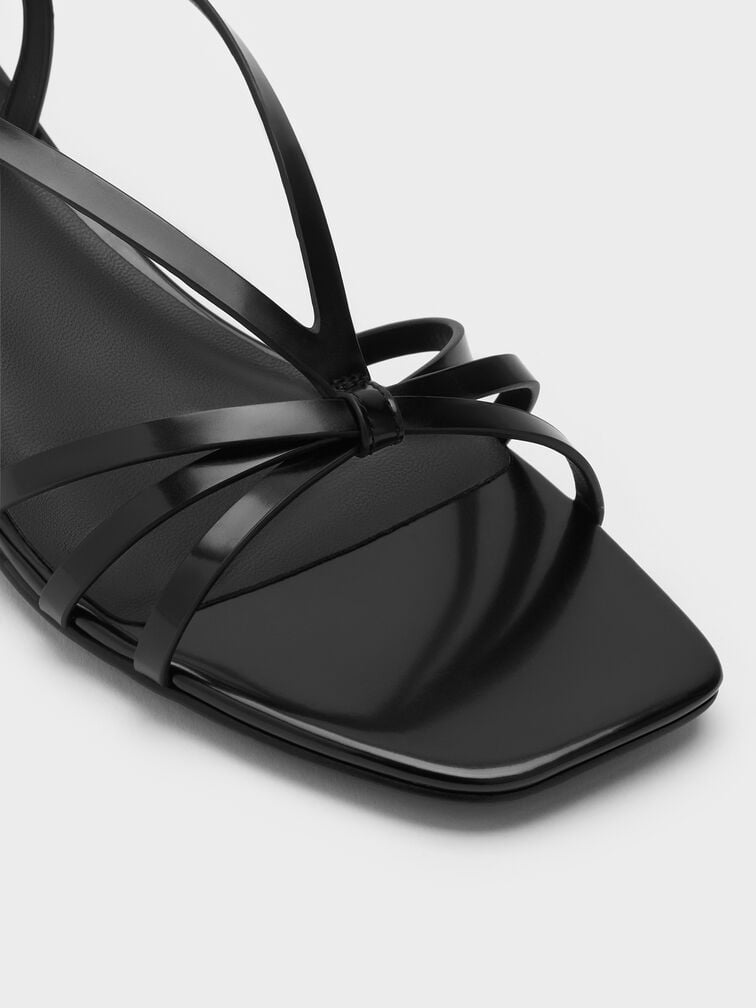 Gi&agrave;y sandals cao g&oacute;t Strappy, Đen b&oacute;ng nh&aacute;m, hi-res