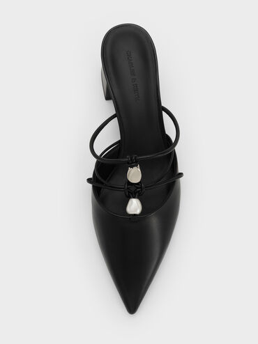 Georgie Bead Pointed Mules, Black, hi-res
