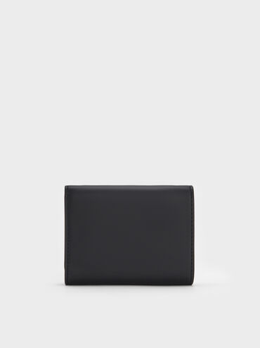 Edna Turn-Lock Knotted-Strap Wallet, Black, hi-res