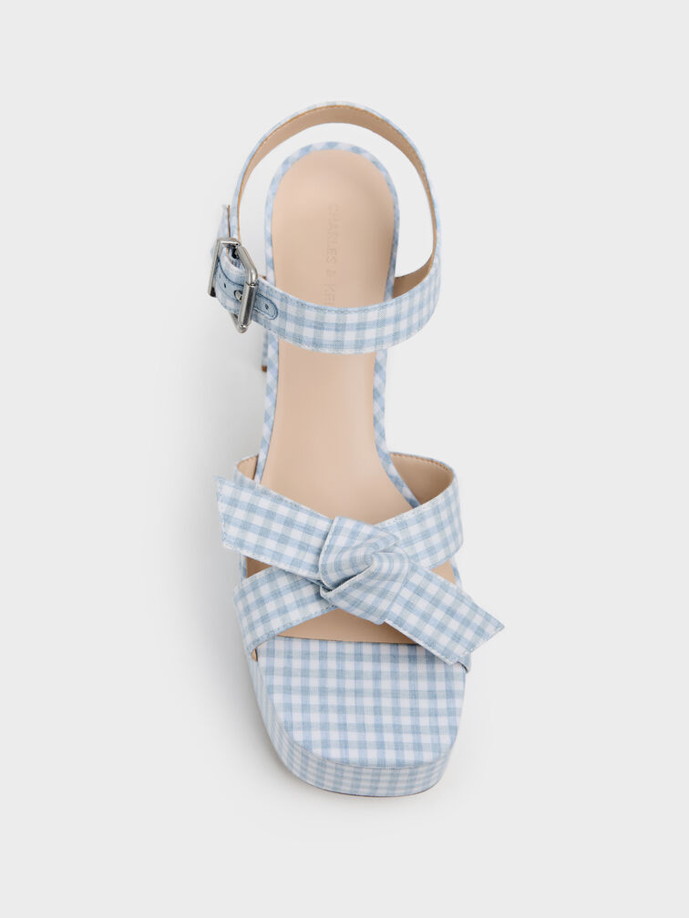 Gi&agrave;y sandals cao g&oacute;t Anika Gingham, Xanh nhạt, hi-res