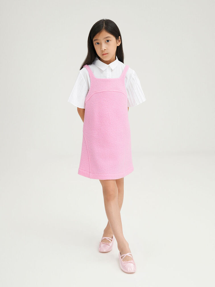 Girls' Crossover-Strap Ballet Flats, Light Pink, hi-res