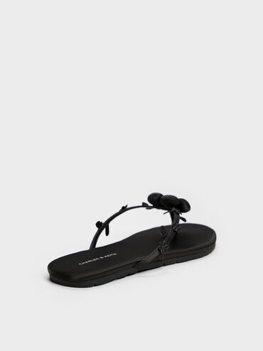 D&eacute;p kẹp Puffy Flower, Đen họa tiết, hi-res