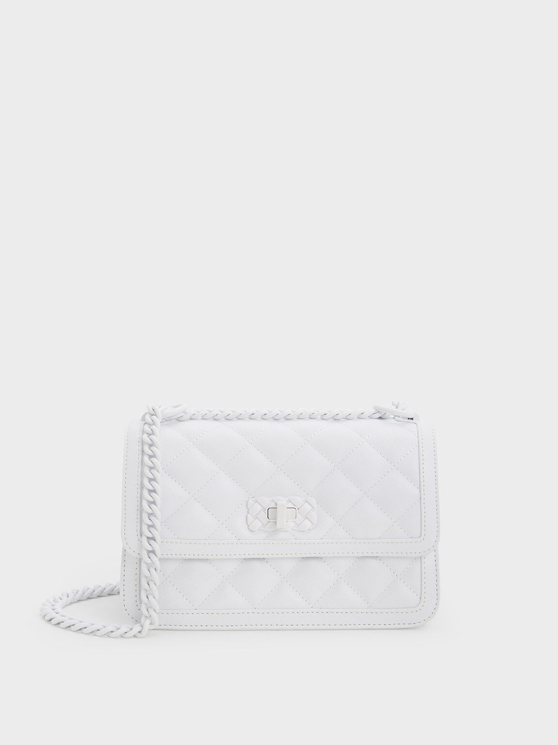 Túi xách nữ Charles & Keith Lana Quilted Shoulder Bag - White