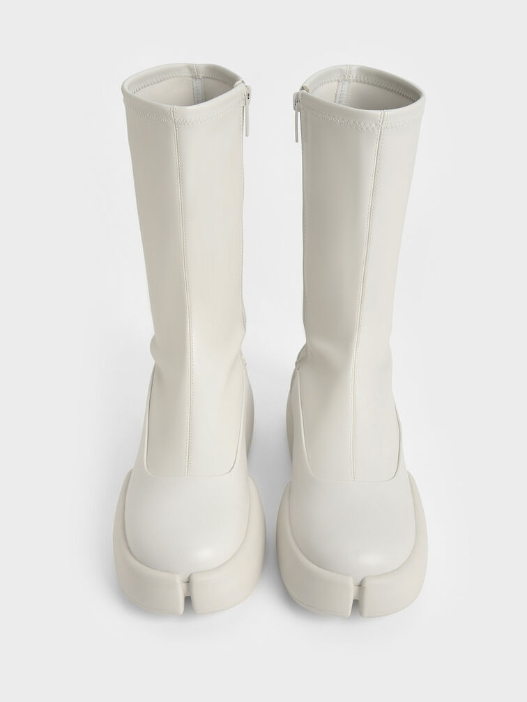 Gi&agrave;y boots cổ cao Jamie Side-Zip Platform, Trắng, hi-res