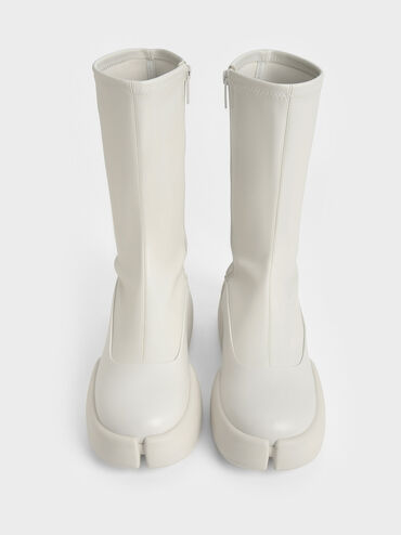 Gi&agrave;y boots cổ cao Jamie Side-Zip Platform, Trắng, hi-res