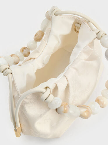 Aviary Jacquard Beaded-Handle Bag, Cream, hi-res