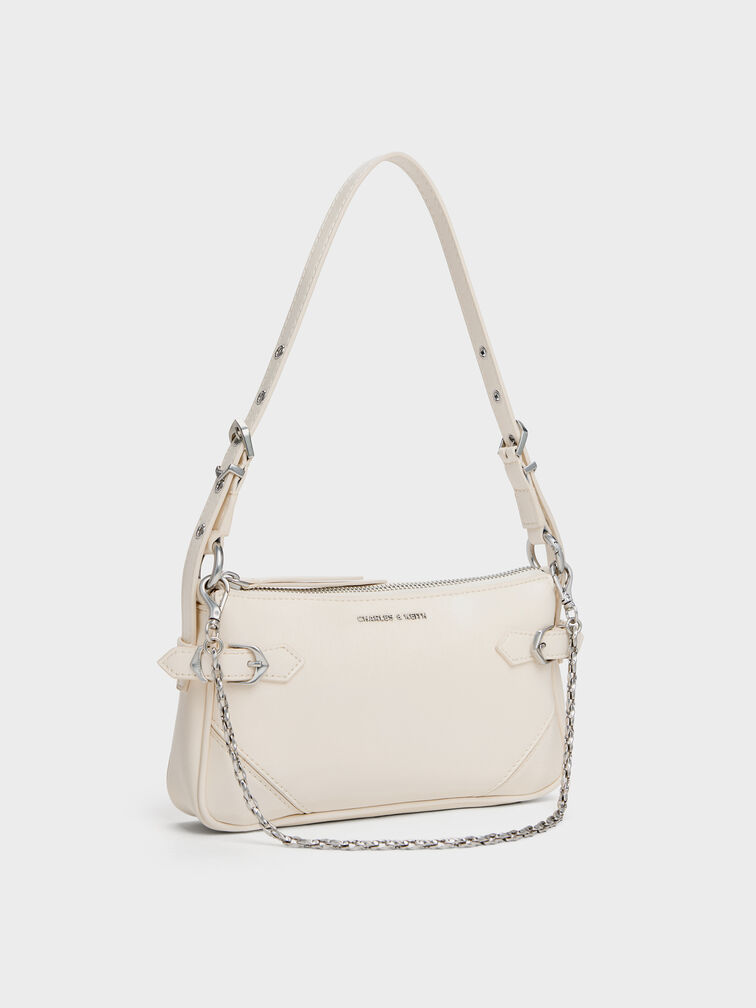 Antonella Chain-Strap Side-Buckle Crossbody Bag, Cream, hi-res