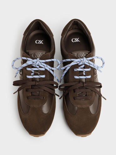 Jace Leather & Suede Sneakers, Dark Brown, hi-res