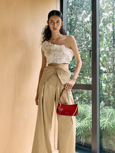 Elspeth Horse-Motif Shoulder Bag, Tomato Red, hi-res