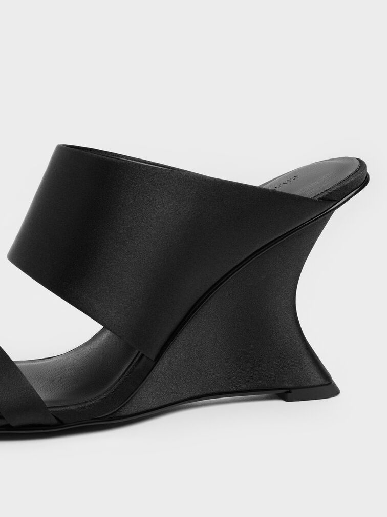Gi&agrave;y mules đế xuồng quai ngang, Đen họa tiết, hi-res