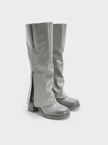Gi&agrave;y boots cao g&oacute;t Louise Burnished, X&aacute;m nhạt, hi-res