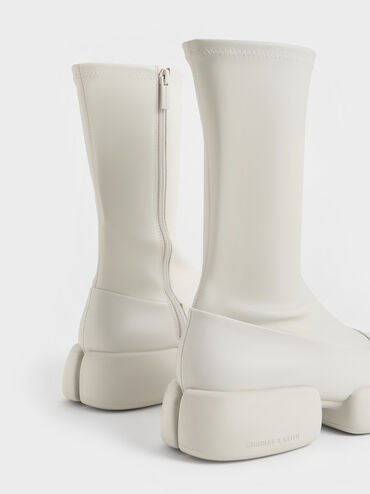 Gi&agrave;y boots cổ cao Jamie Side-Zip Platform, Trắng, hi-res