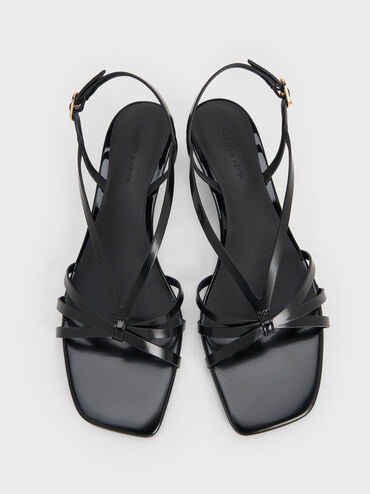 Strappy Kitten-Heel Sandals, Black Boxed, hi-res