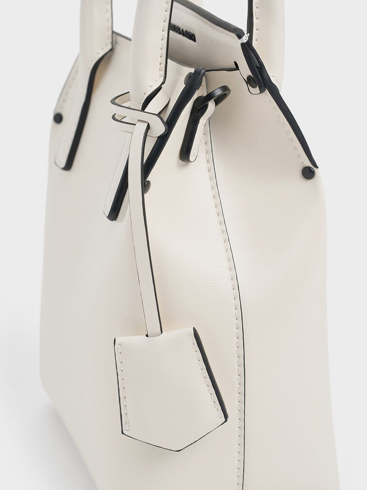 Rene Elongated Top Handle Bag, White, hi-res