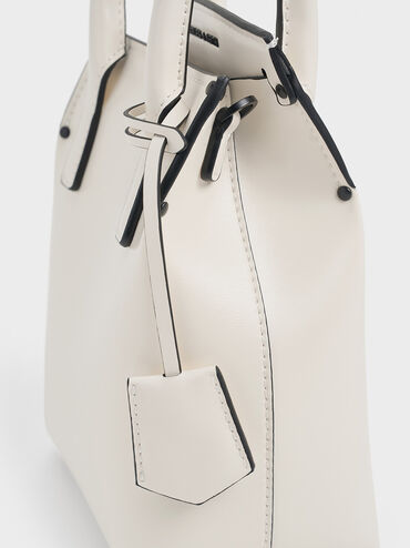 Rene Elongated Top Handle Bag, White, hi-res